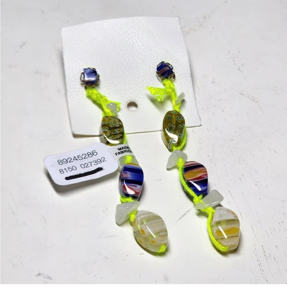 Free People x Ariana Ost Voyage Dangle Earrings Yellow Blue NWT